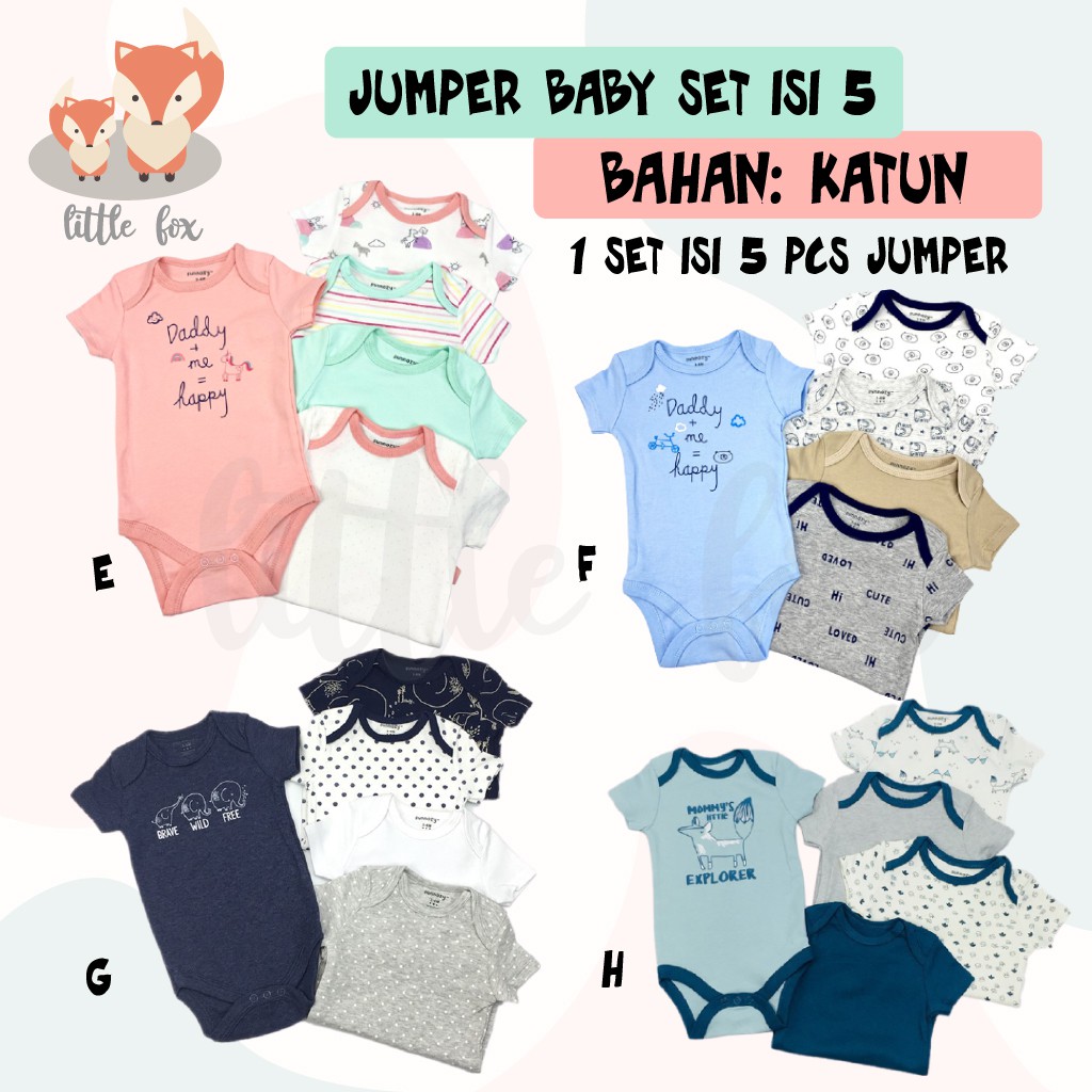 ISI 5 SET PREMIUM JUMPER SEGITIGA BAYI / BABY ISI 5 PCS KATUN 100%