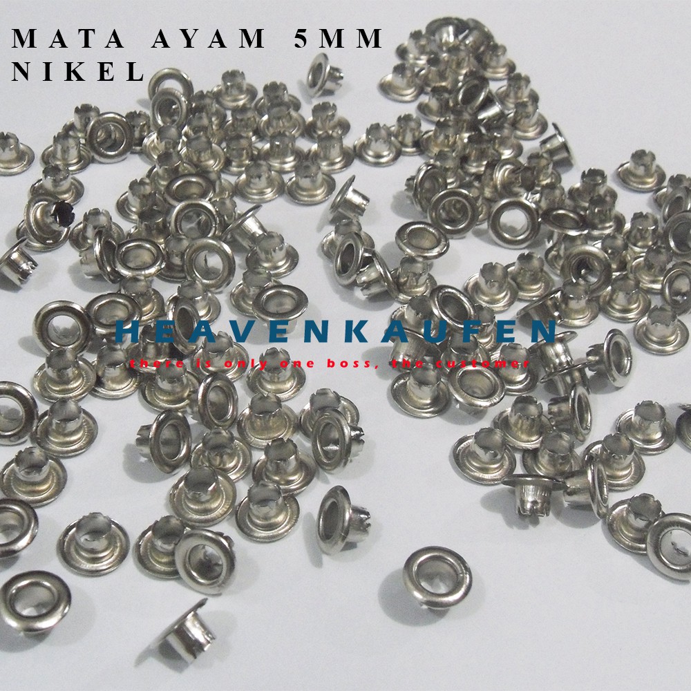 Mata Ayam Eyelet 5 mm Nikel/Silver Harga Per Pack isi 100 pcs