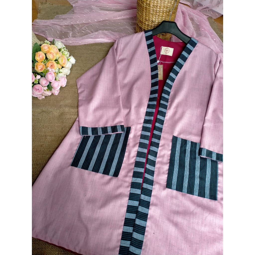 outer kombinasi lurik tenun