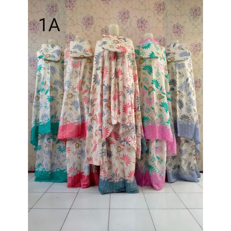 Mukena Dewasa Bali Rayon Super Motif Bunga Teratai