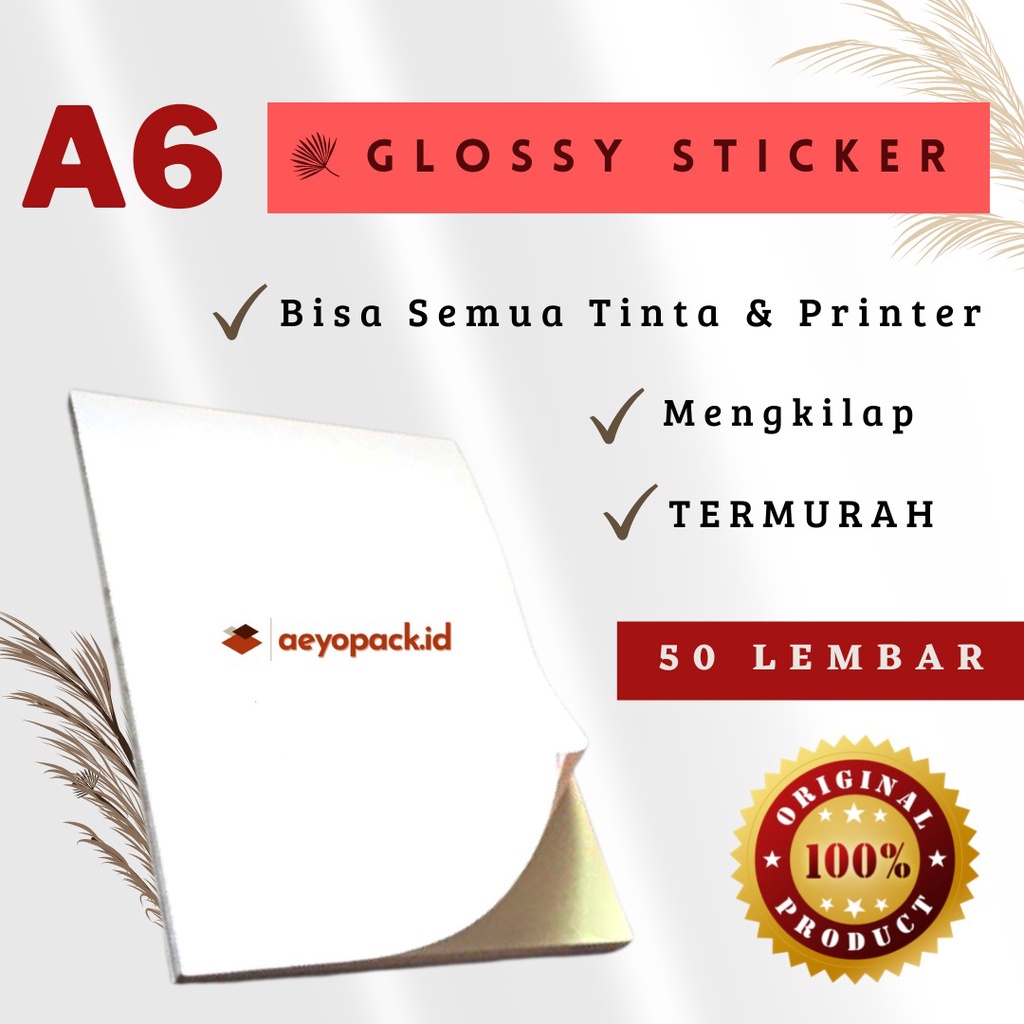 

Kertas Sticker HVS Glossy A6 isi 50 Lembar
