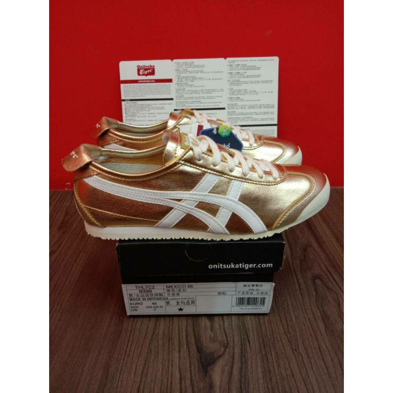 SEPATU ONITSUKA TIGER GOLD WHITE CREAM 100% ORIGINAL