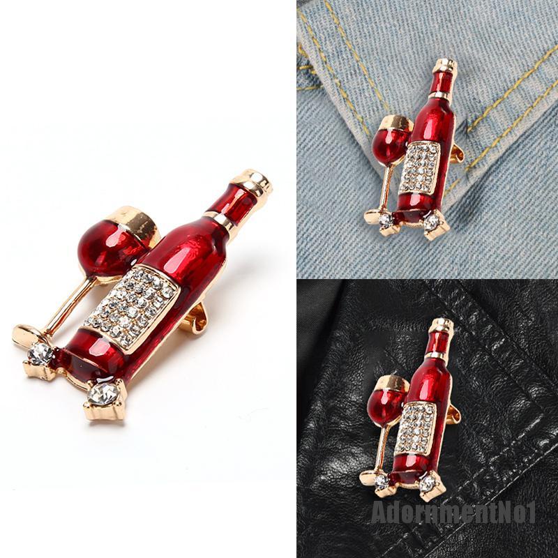 (Adornmentno1) Bros / Pin Bentuk Botol Red Wine Untuk Aksesoris Pakaian Pria / Wanita