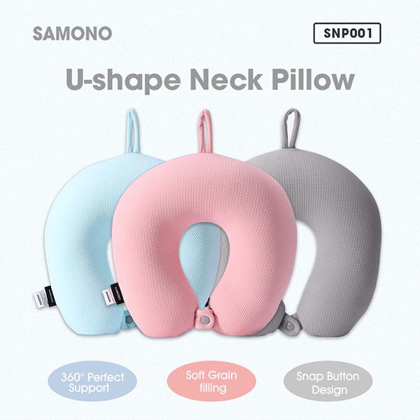 Samono BONBOX Bantal Leher Travel Multifungsi 2 in 1 Bantal U 360° dengan Kancing SNP001