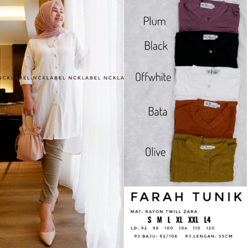 FARAH TUNIK ORIGINAL NCK LABEL ✅COD✅  READY STOK DI ETALASE