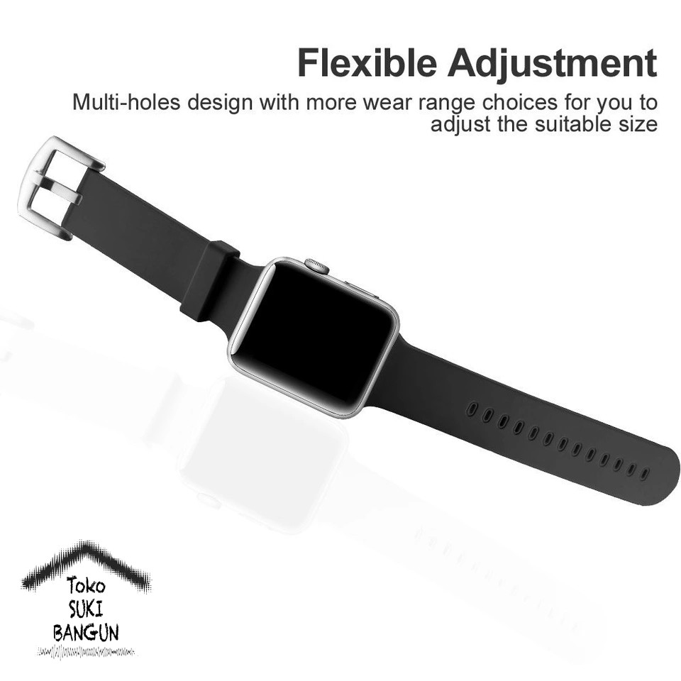 Strap Apple Watch Series 7 6 5 4 3 2 1 41mm 40mm 38mm TALI JAM BUCKLE Rubber Silicone Sport