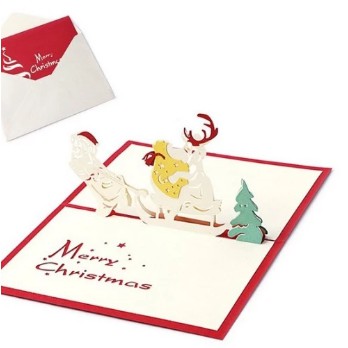 

Kartu Ucapan Selamat Natal Pop-Up 3D (Christmas Card) Sleigh & Santa