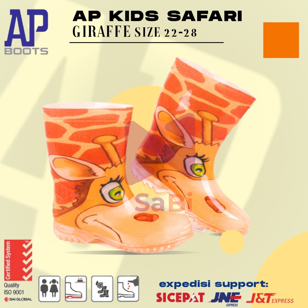 Sepatu Boot Anak AP BOOTS SAFARI Giraffe - Sepatu Boot Karet Motif Jerapah/sepatu boots buat anak-an