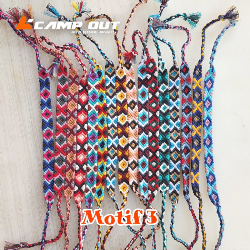 Gelang Rajut Khas Lombok Etnik - Gelang Rajutan Anyaman Benang Handmade - Gelang Friendship Bracelet - Gelang Gunung Pendaki