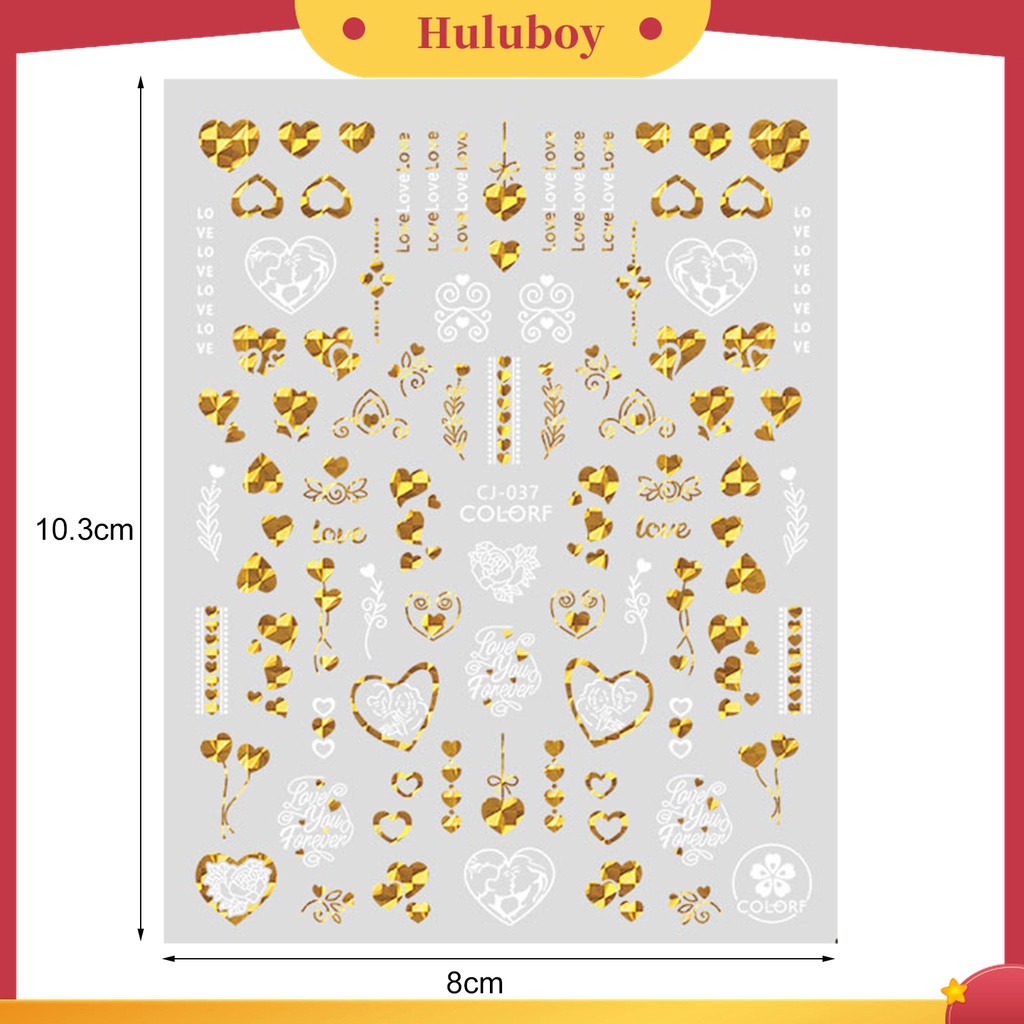 Huluboy Huluboy♡ Stiker Kuku 3D Motif Hati Saturation Valentines Day Untuk Manicure