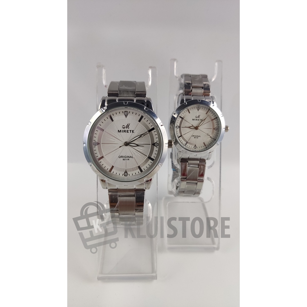 JAM TANGAN COUPLE MIRETE 9011 PUTIH ORIGINAL 100%