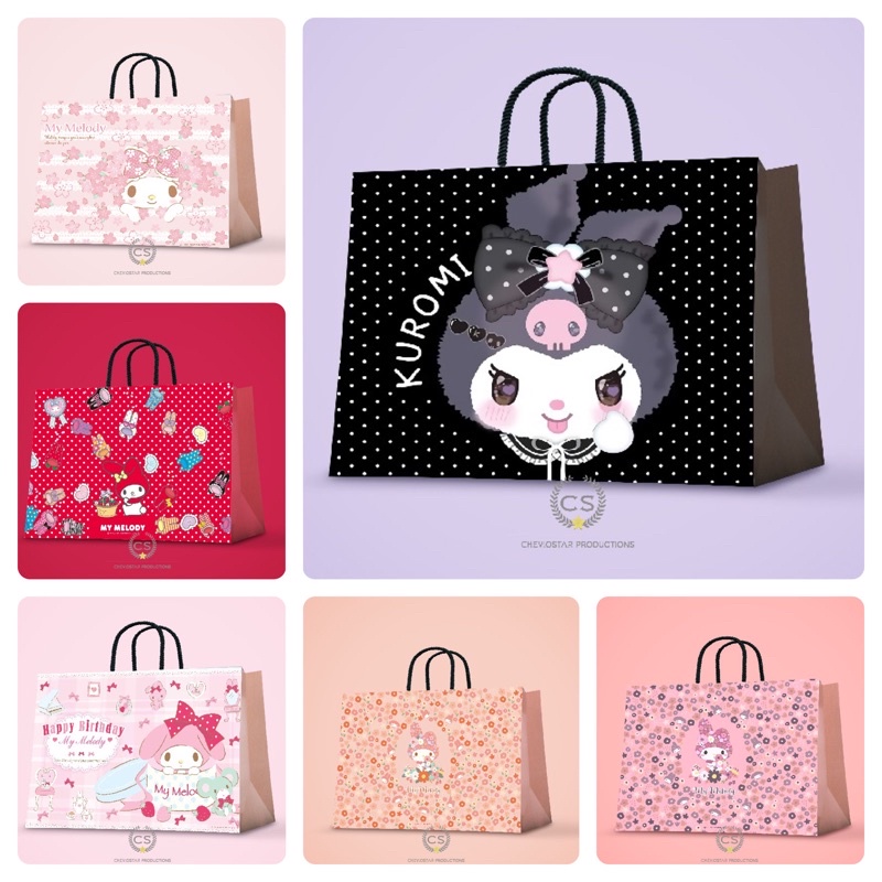 Paperbag Tas Kado Premium Cheviostar Motif Sanrio Kuromi My melody Goodie Bag  Tas Kertas Shopping  