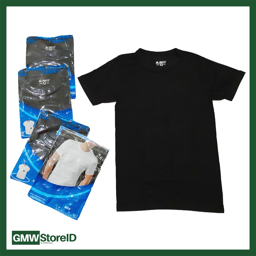 F36 - Kaos Oblong Agree Hitam Pria Kaos Dalam Laki-Laki Men Underwear Cloth Size M L XL