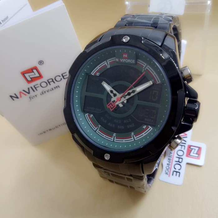 JAM TANGAN PRIA NAVIFORCE 9170M RANTAI DUAL TIME ORIGINAL ANTI AIR