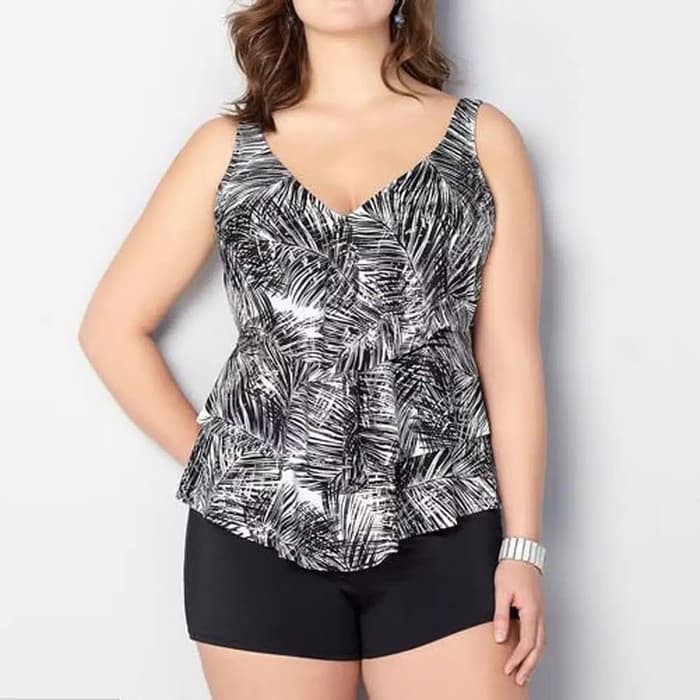 Beachwear Wanita - Bikini Set - Bikini Bikini Set Tankini Boxer Baju Renang Big Plus Size Besar