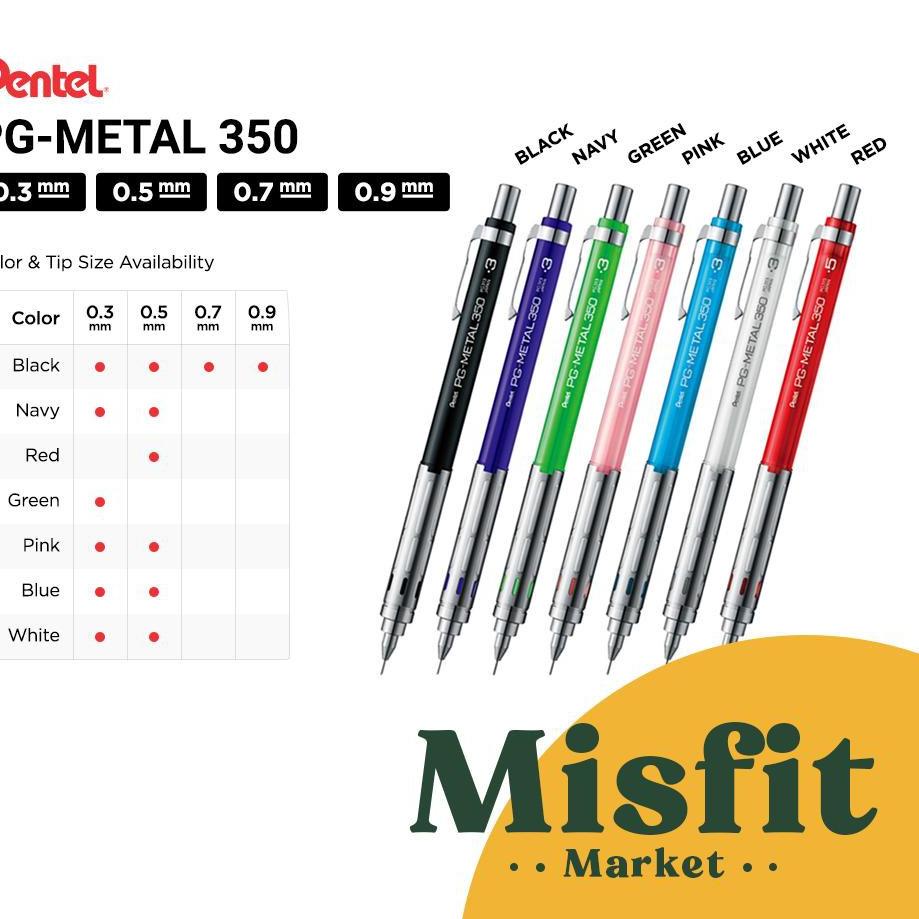 

Bagus Dipakai.. Pentel PG Metal 350 Mechanical Pencil 0.3 0.5 0.7 0.9 mm