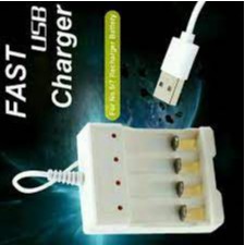TEBUS MURAH  CHARGER BATERAI USB 4 PORT AA AAA