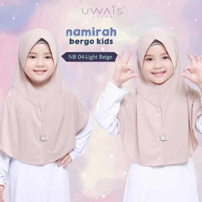 jilbab anak termurah Namirah M Bergo Anak SD SMP Jilbab Instan Uwais Hijab Syari Beige Krem - Beige
