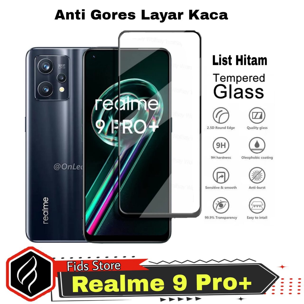 Promo Tempered Glass REALME 9 Pro Plus Anti Gores Layar FULL Cover Black &amp; Clear Realme 9 Pro+