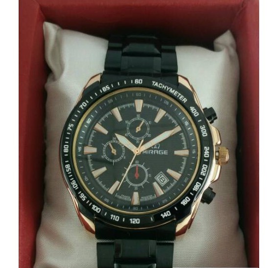 Jam Tangan Pria Mirage 8305 Hitam Rosegold Original