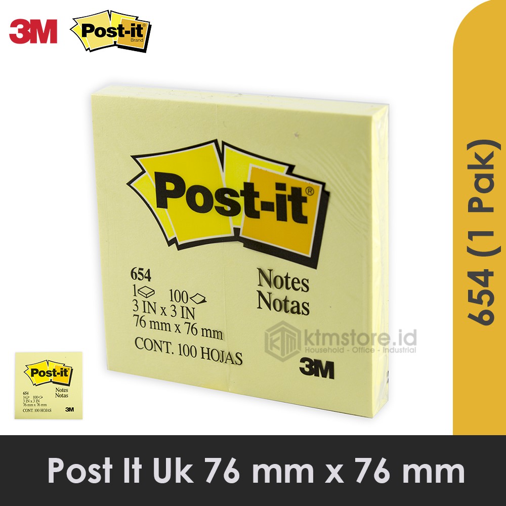 Post It 3M Warna Memo Stick 654 Kuning