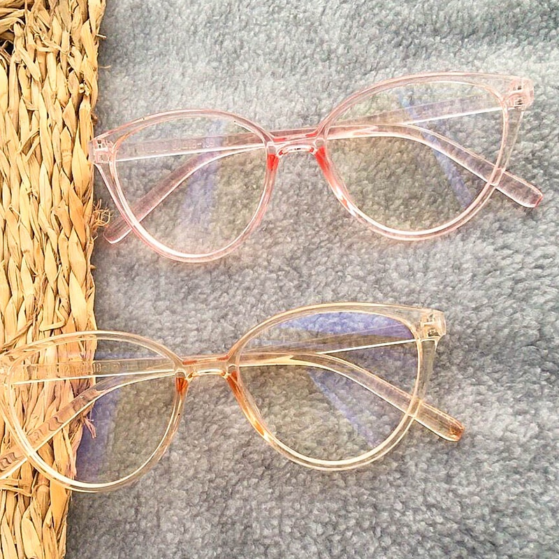 (YUZHU) Kacamata Gaya Busana Korea Untuk Wanita Retro Cat Eye Frame Kacamata Untuk Wanita/Pria