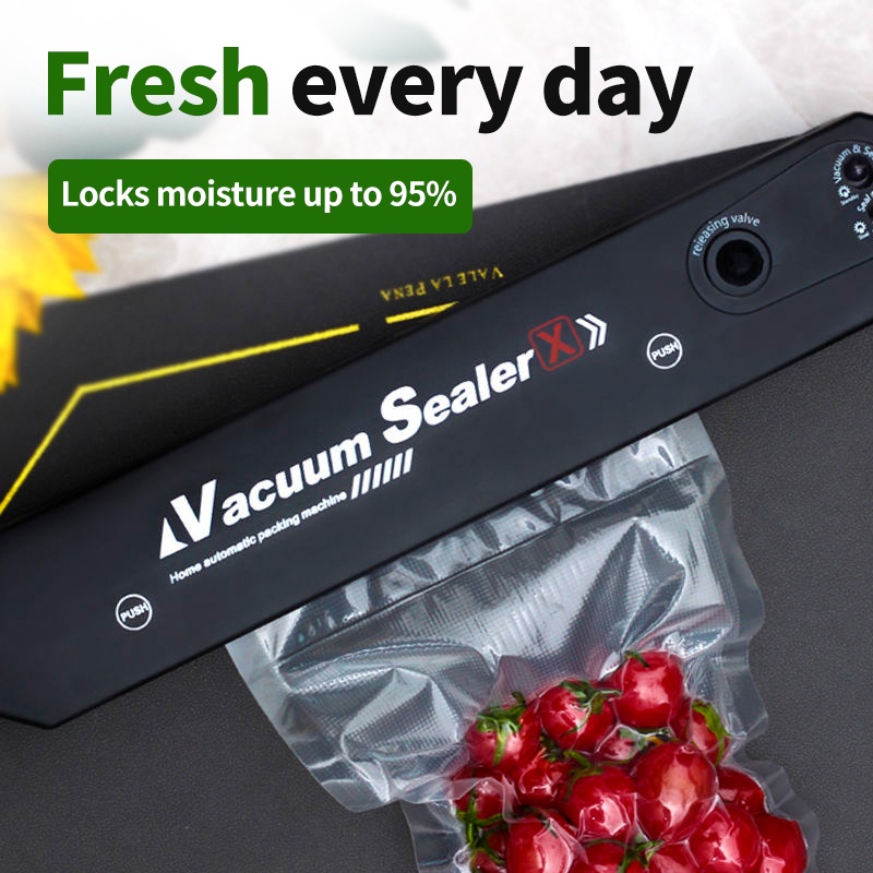 Mesin Vacuum Sealer Makanan Food Seal Grade Mini Makanan Basah Kering  Frozen with 10pcs Free Bag