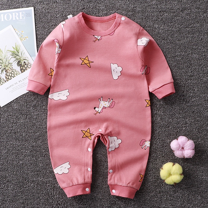 Pakaian Jumpsuit Baju Tidur Anak Bayi Perempuan Laki-Laki Lengan Panjang Umur 0 - 1 tahun