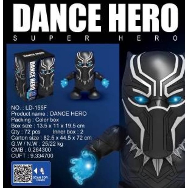 M153F Mainan Robot Black Panther - Dance Hero With Music Joget Dancing