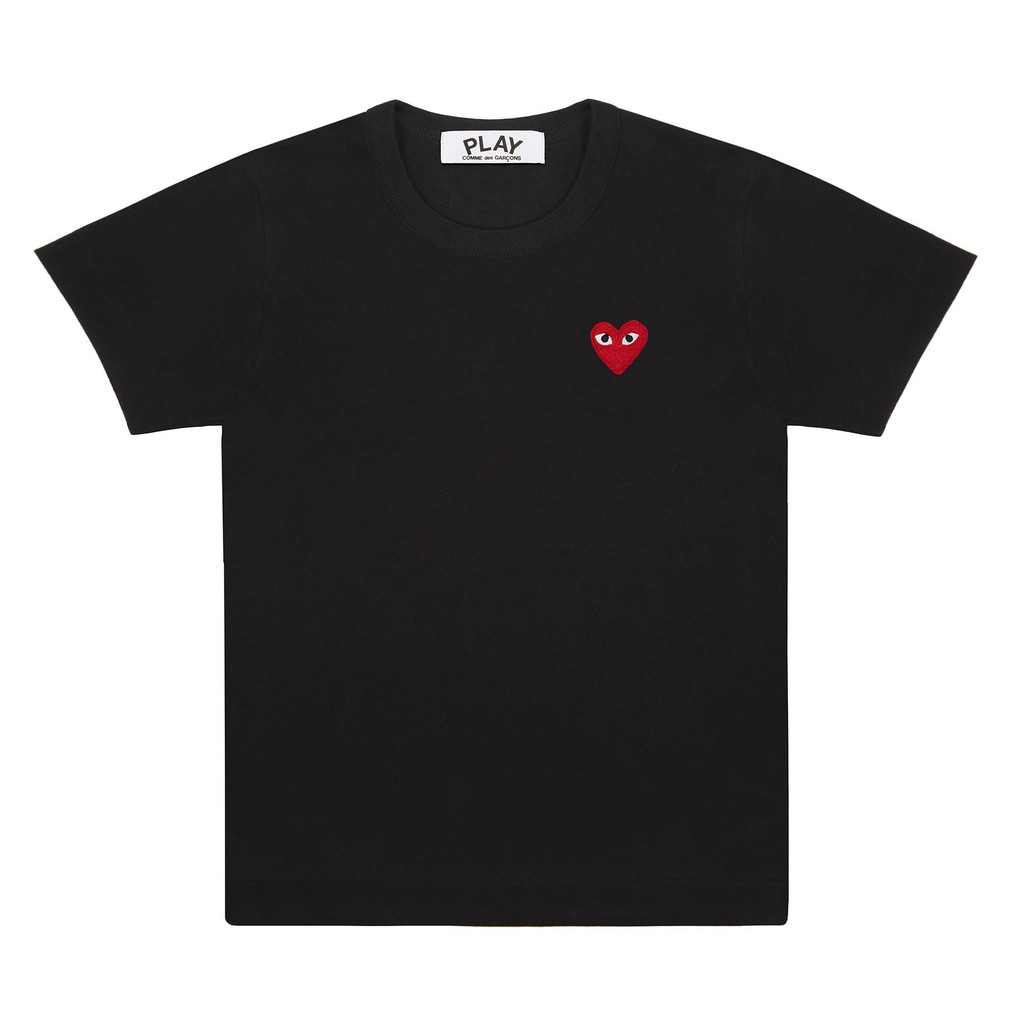 CDG Women Red Emblem Tee Black 100% Authentic