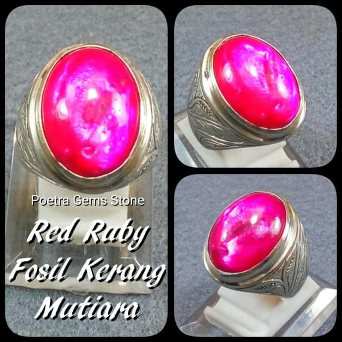 Promo Batu Cincin Fosil Kerang Mutiara Red Ruby - 6 Sale