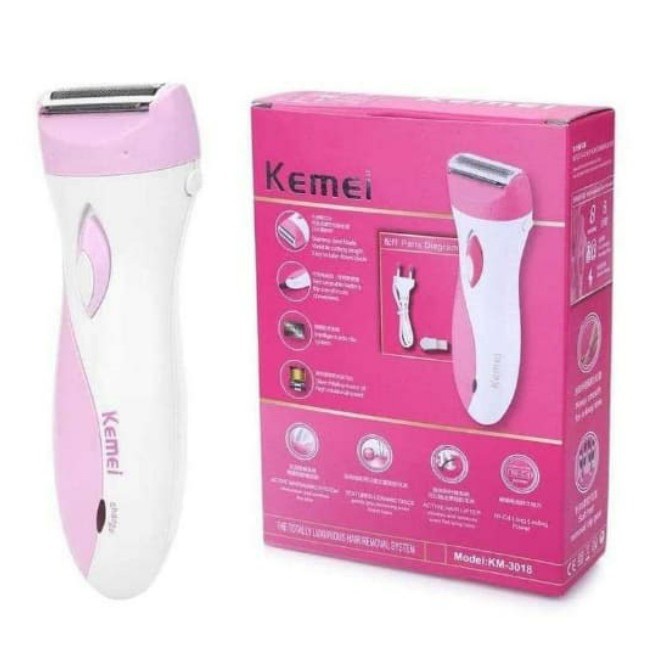 Kemei Rechargable Lady Shaver Hair Remover KM-3018 Alat Cukur Rambut Bulu Ketiak Kaki