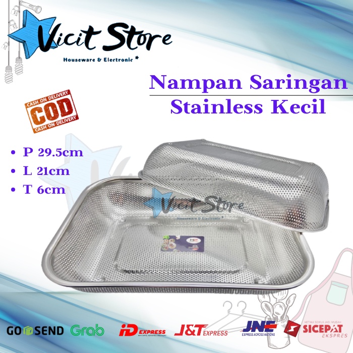 Nampan Segi Saringan Stainless / Nampan Tirisan Buah Dan Sayur Kecil