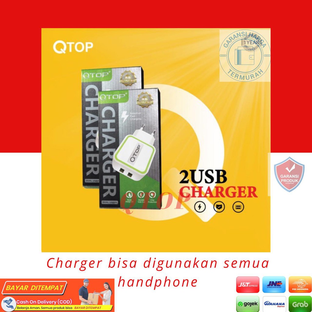 Batok Charger QTOP 2USB 3.5A LED
