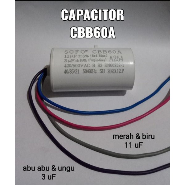 Kapasitor Mesin Cuci 2 Lubang Sharp Original 11 3 mf uF SOFO CBB60A Pengganti Epcos BiCai Riyi