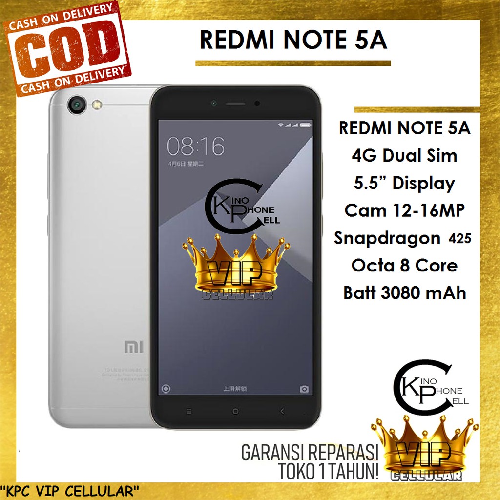 [Baru] &quot;Handphone Xiaomi Redmi Note 5A 16GB | Redminote 5a 2/16 Gold Gray SnapDragon 4 2 5 Garansi