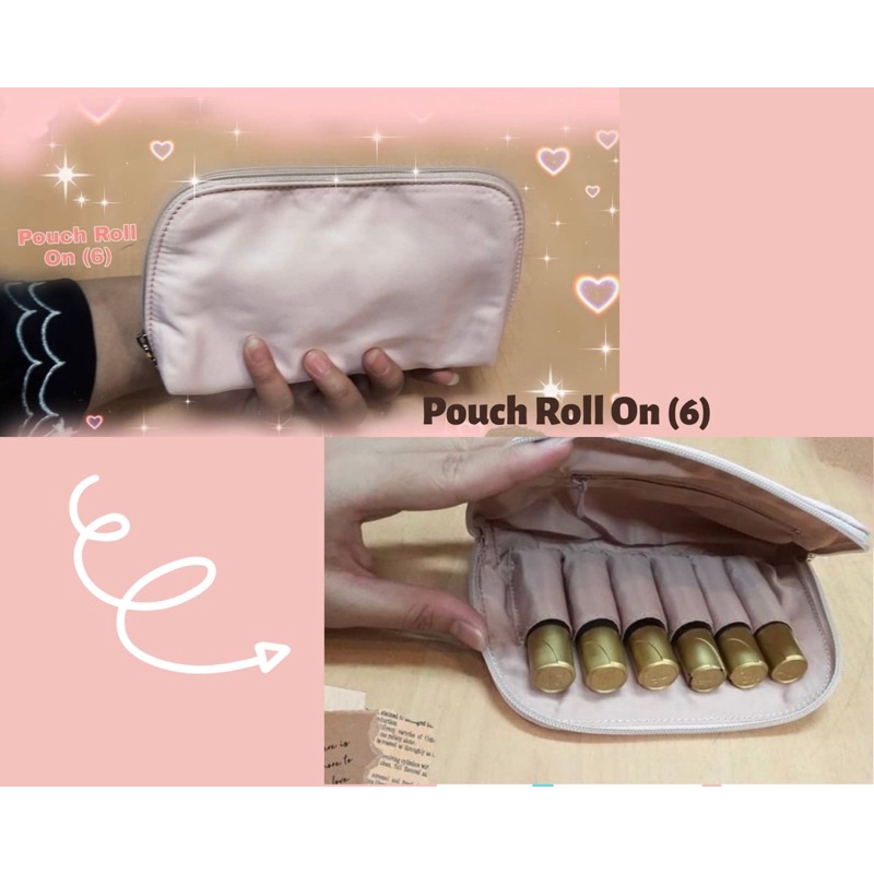 Tas Essensial Oil Pouch Bag Roll On Baby Pink isi 6+
