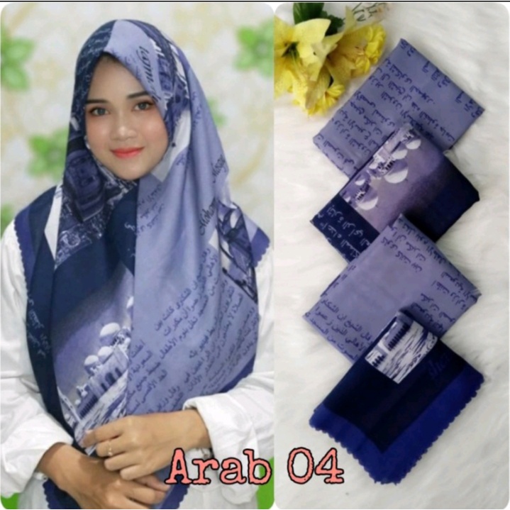 Hijab Segiempat Motif Koran arab / arabic premium / Kerudung voal best seller-ARAB 04