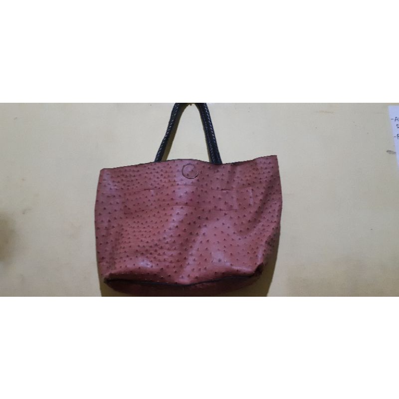 TAS KULIT MANTUL TOTE MOTIF KULBUR PRELOVED