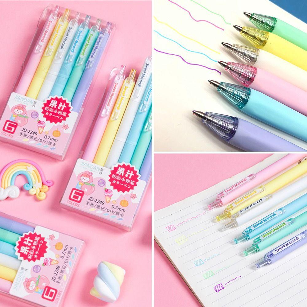 Nanas 6PCS /Set Stabilo Pen Set Warna Permen Perlengkapan Kantor Sekolah Alat Tulis Graffiti Press Type Color Pen