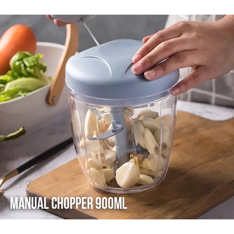 Chopper Besar Blender Tangan Tarik Manual Bumbu Dapur 5 Mata Pisau Perajang Serbaguna Alat Pencacah Portable Capsule