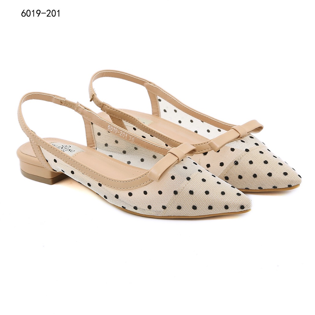 Mesh and Leather Slingback Ballerina Flats #6019-201