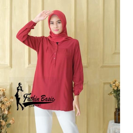➷ Polos Maroon - Blouse Polos Rayon - Maroon - Merah Marun - Fathin Basic - Blus Adem ✰