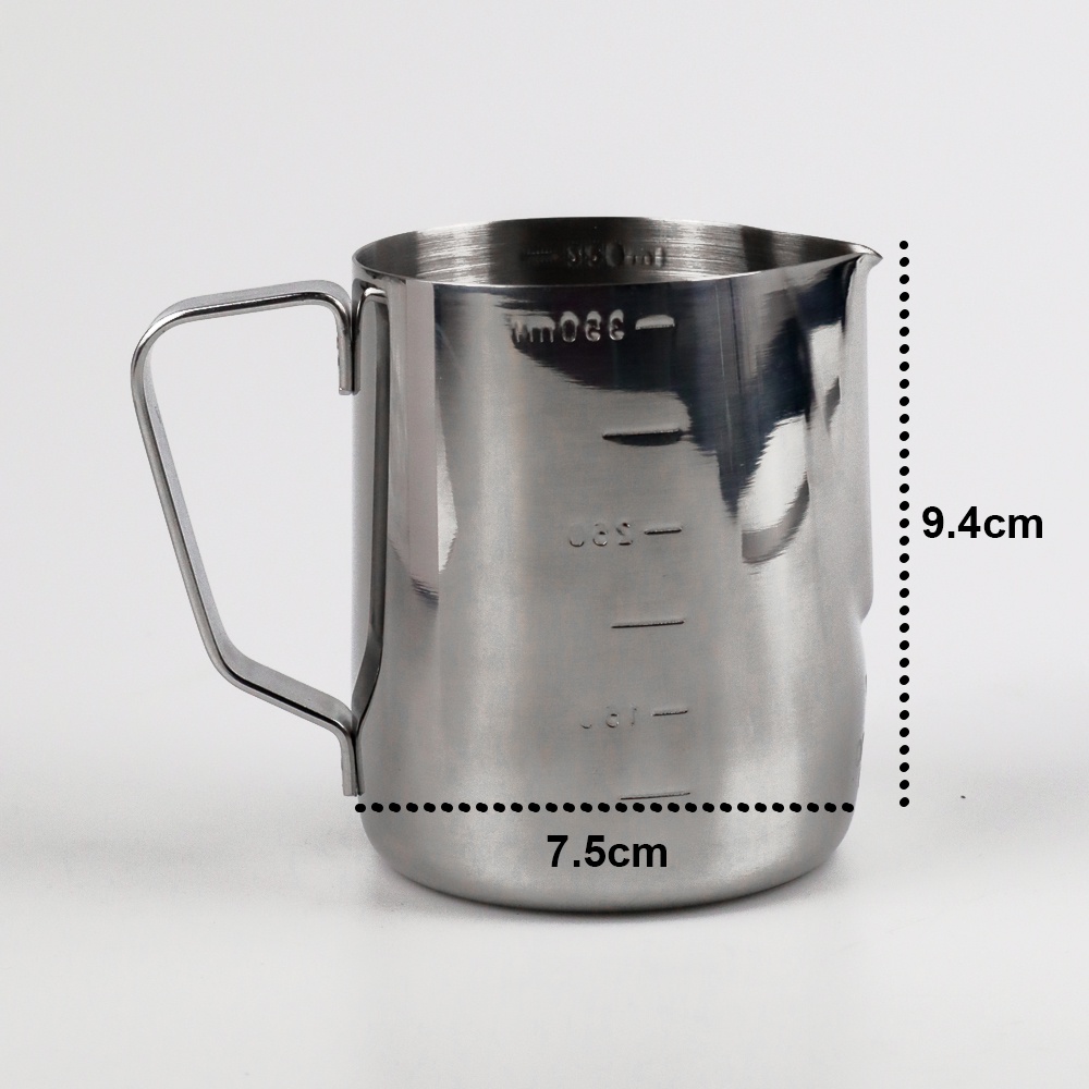 [TOSERBA_EMAK] - One Two Cups Gelas Milk Jug Kopi Espresso Latte Art Stainless Steel 350ml - ZM0078 - Silver