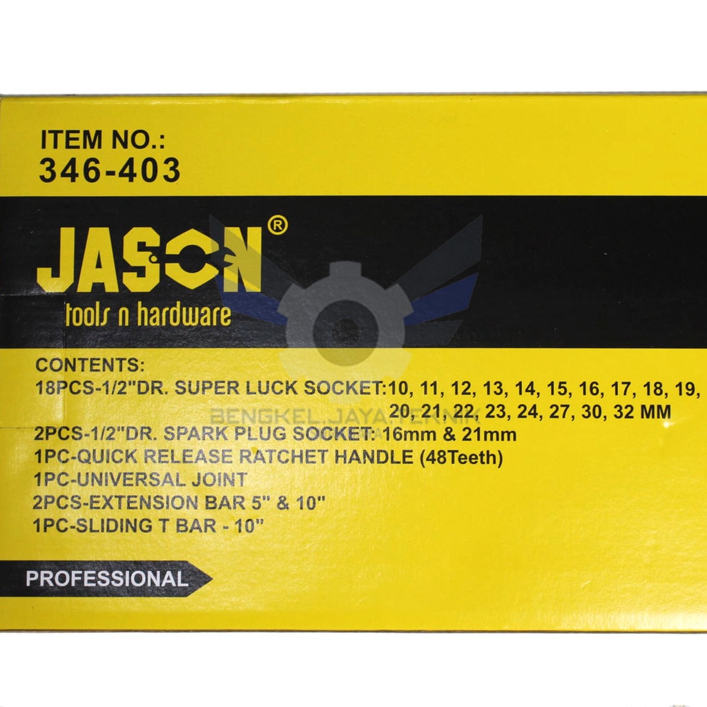 JASON Kunci Sock SET 25 PCS / Kunci Shock 6PT SET (10mm-32mm) 346-403