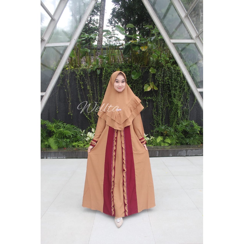 Set hijab Tiara combi gamis ity crepe best seller ori by welta