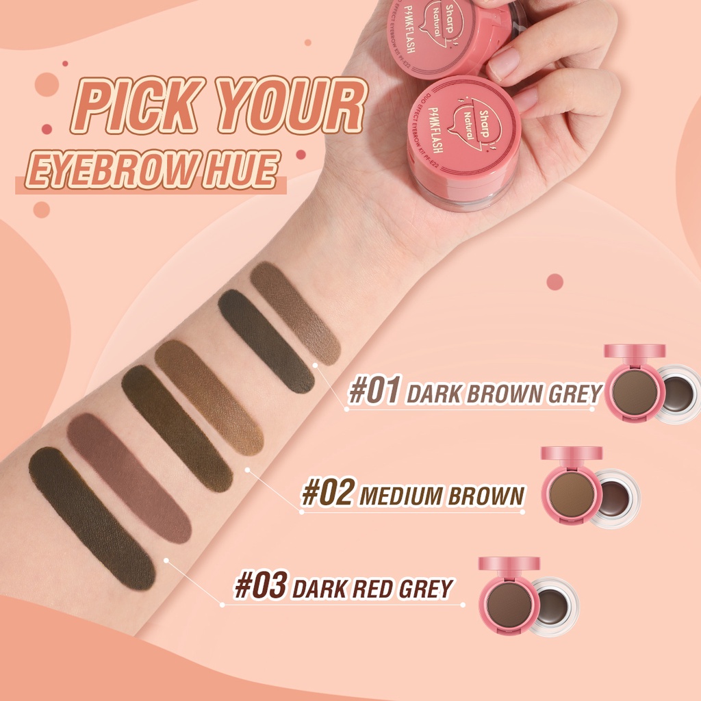 PINKFLASH 2 in 1  Eyebrow Powder+Eyebrow Cream High Pigment &amp; Soft-Smooth Waterproof Eyebrow Gel