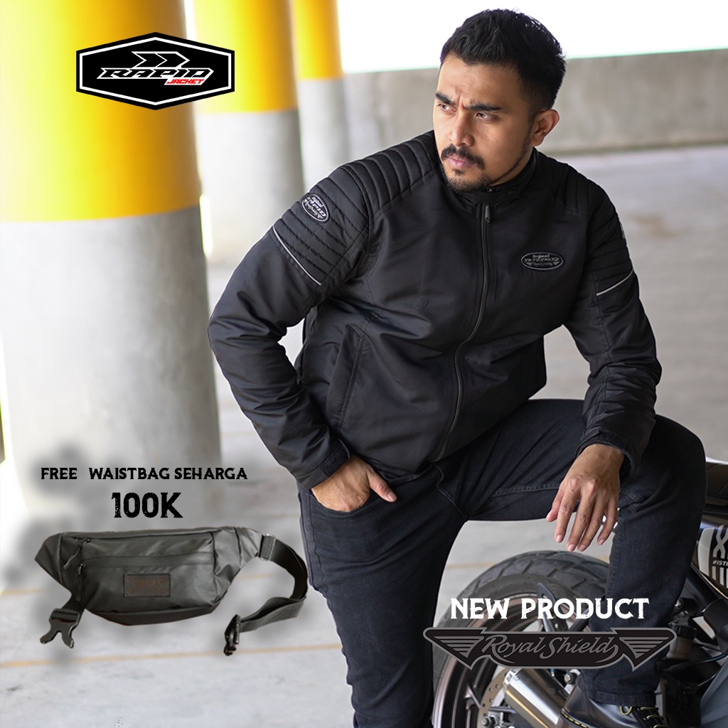 Jaket motor touring premium RAPID ROYALSHIELD vintage jacket reflektif, berventilasi, anti air dan anti angin dengan design vintage dan full bordir