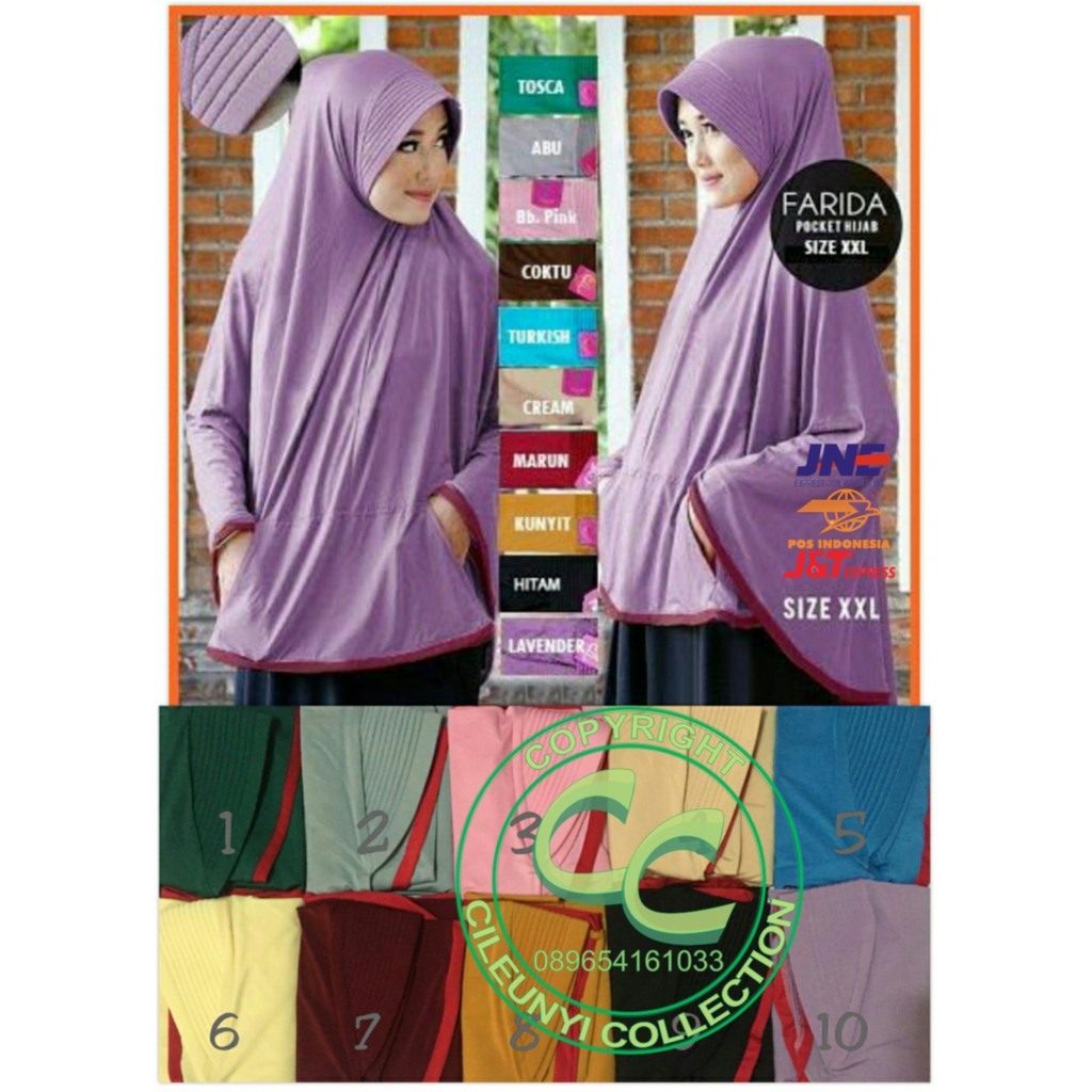 Jilbab Khimar Bergo Pocket Jumbo (Uk. XXL) Hijab Jersey Syari Muslimah