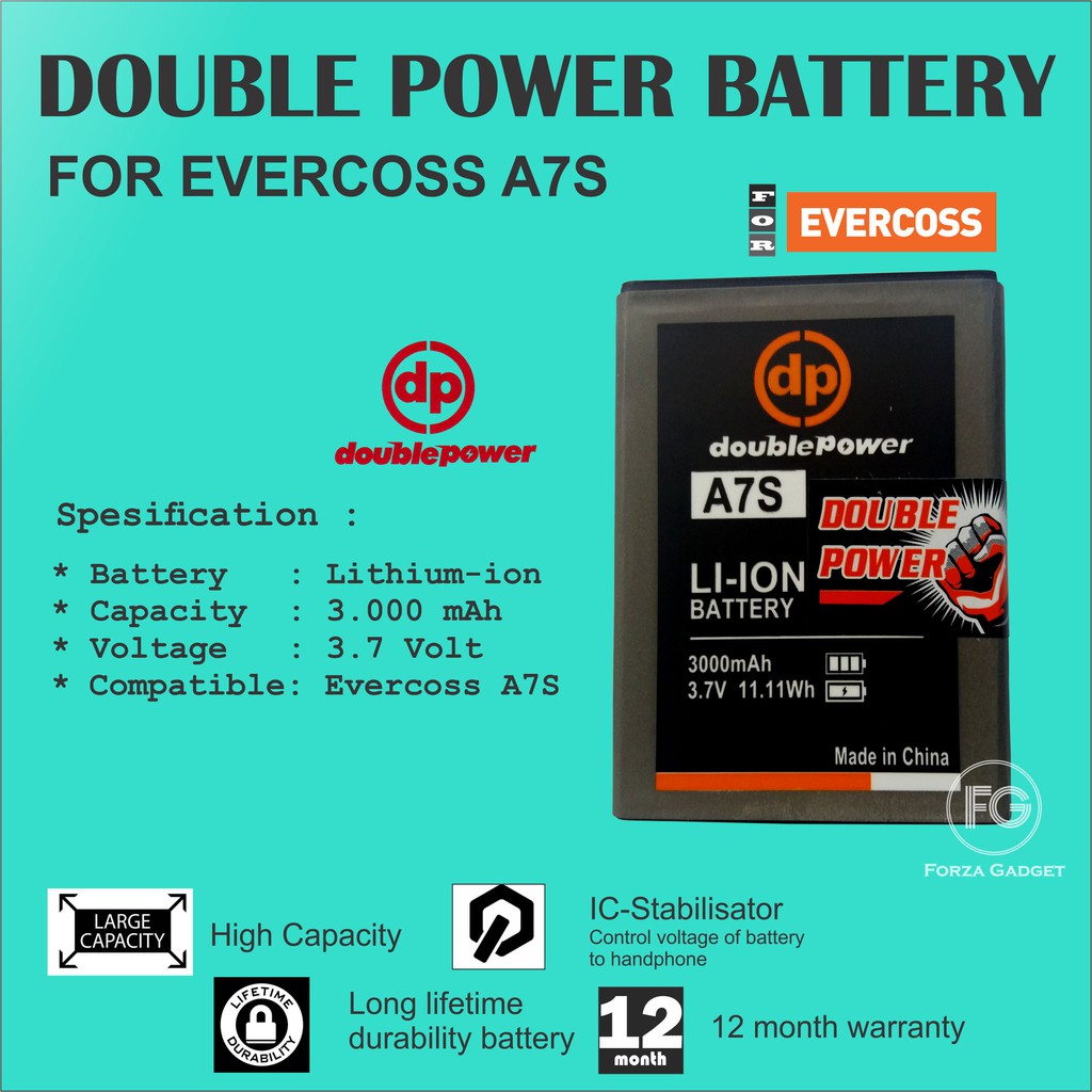 BATTERY DOUBLE POWER EVERCOSS A7S 3000mAh